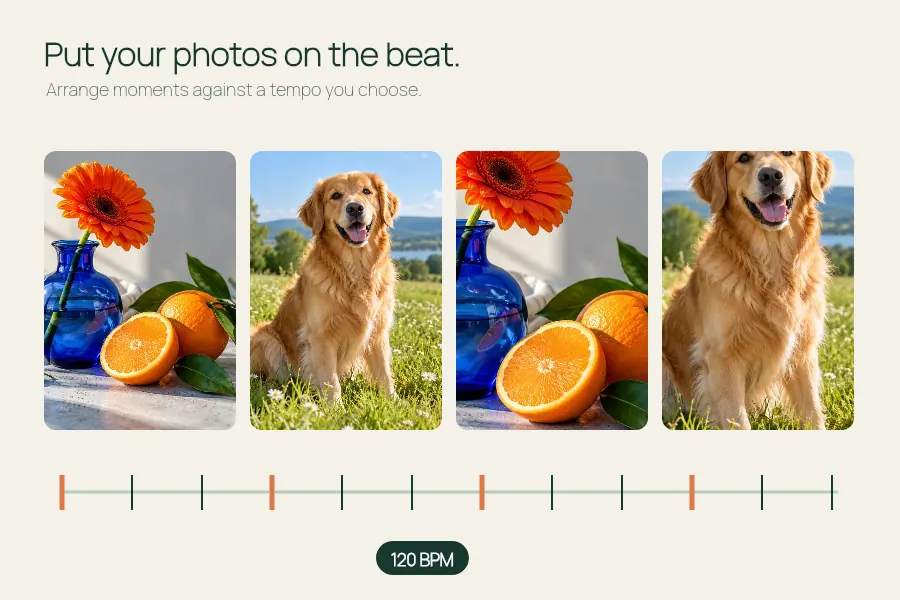 Beat Sync visual example: Time a photo edit to the BPM you choose.