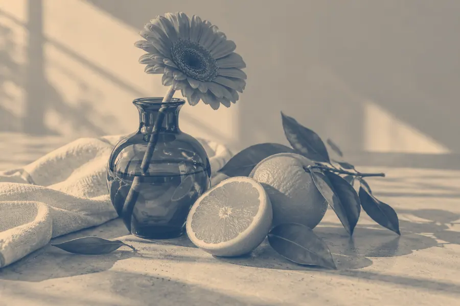 The same still life with a two-color Duotone treatment